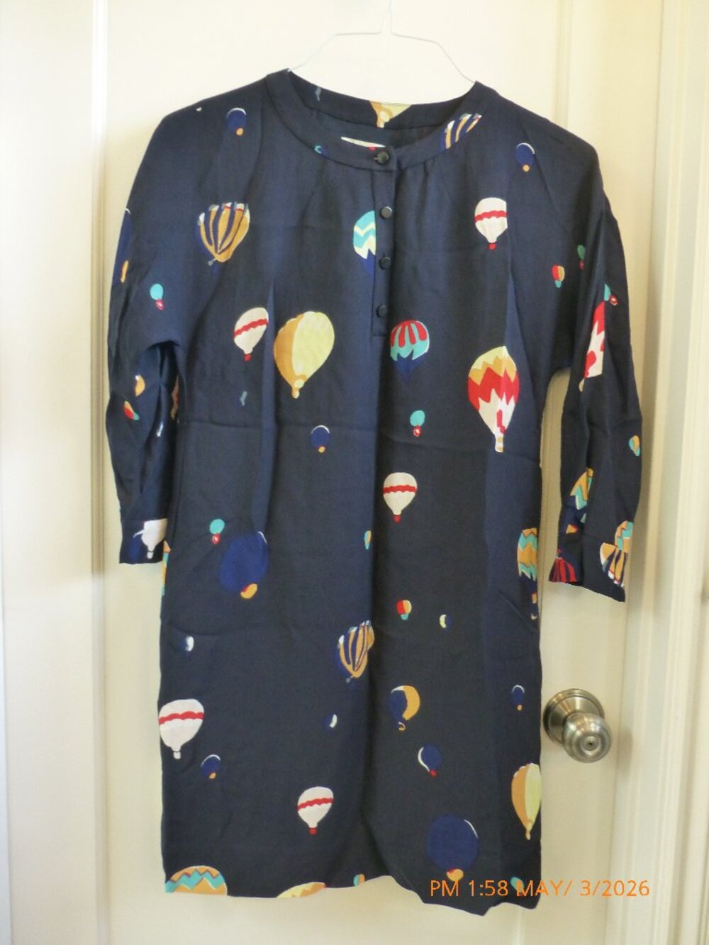 Kate Spade Brie Navy Blue Colorful Hot Air Balloon Print Dress Pockets Size 2